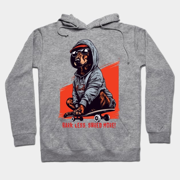 Shredding Dachshund | Unisex Old-school T-shirt | Teckel On Skateboard | Nice Gift For All Dachshund Friends Hoodie by Indigo Lake